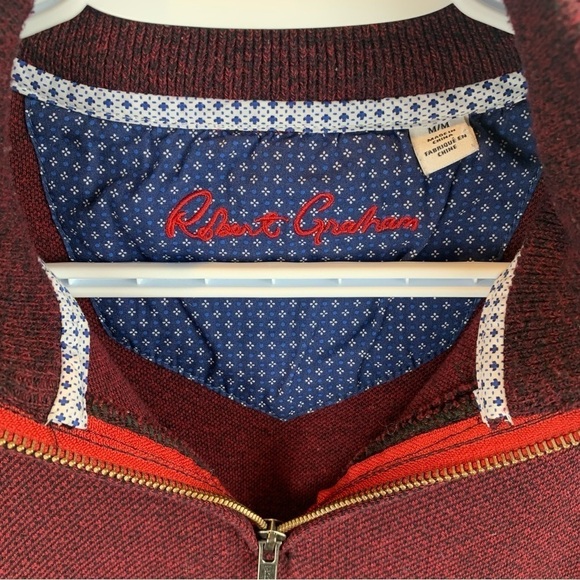 Robert Graham sz M Burgundy Red Quarter 1/4 Zip Pullover Men’s Sweater - Picture 5 of 7